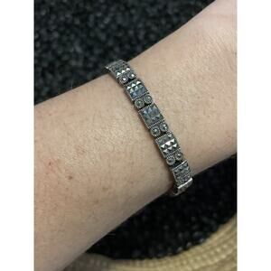 Vintage Judith Jack Signed~Sterling Silver & Marcasite Pave Tennis Bracelet